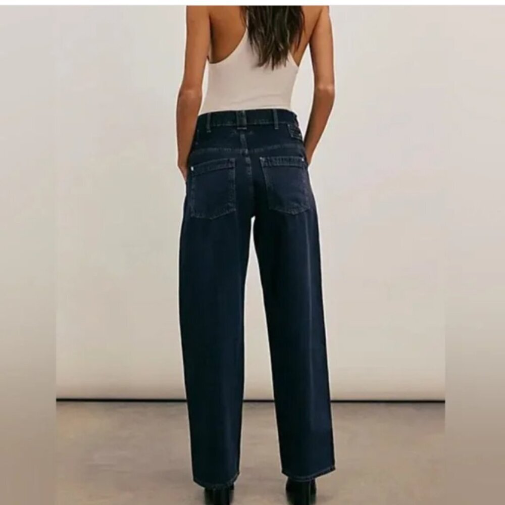 Free People Blue Jay Belted Boyfriend Jeans Baggy size 27 NWT - Picture 4 of 13